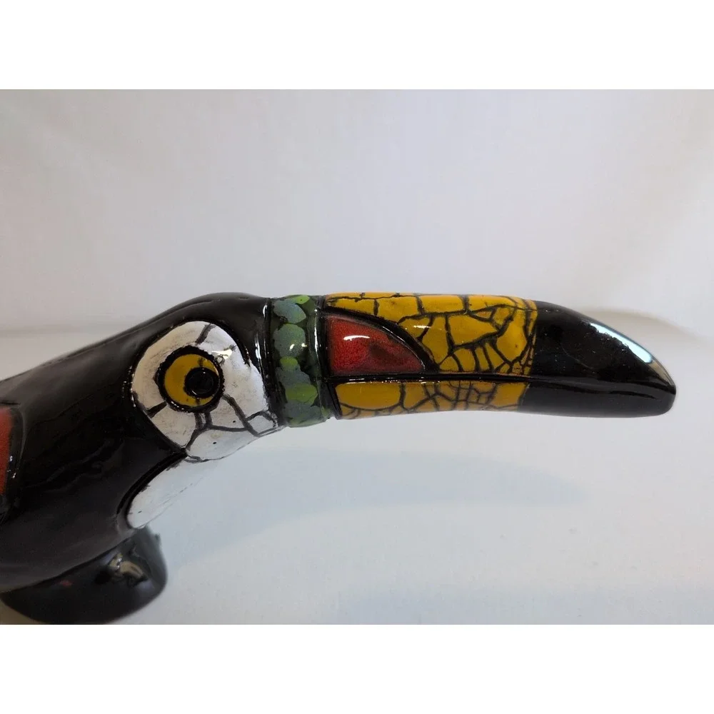 Vintage Multicolored Brazilian Ceramic Toucan Wall Hanger 11